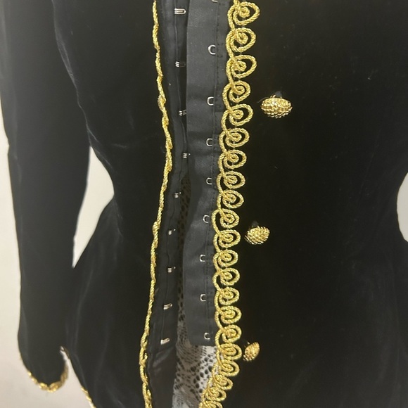 Vintage military inspired black velvet with gold trim accents and buttons - Picture 14 of 15
